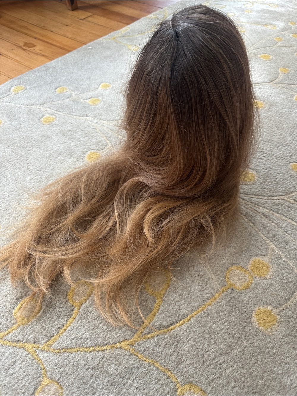 Long Straight Ombre Wig with Center Part - Brown to Blonde - Picture 5 of 5